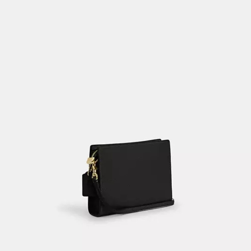 Coach Black Leather Clutch with Gold Accents - Picture 3 of 7